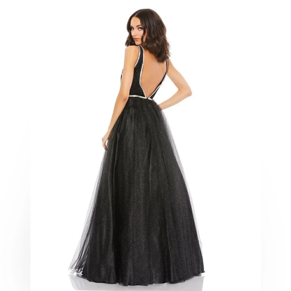 Mac Duggal RHINESTONE DETAILED TULLE BALL GOWN/ /size 14 - Picture 3 of 11